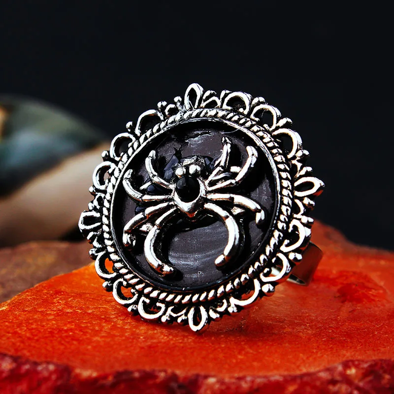 Кольца злого паука для женщин готические ювелирные изделия красный камень