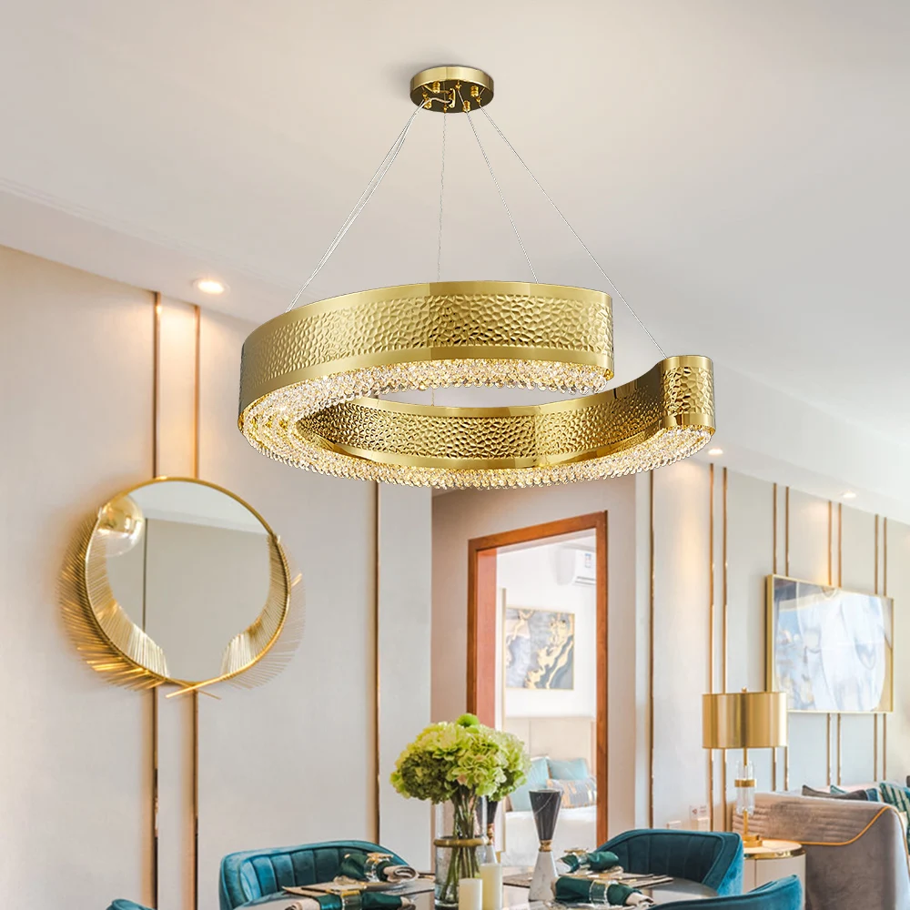 Новая современная люстра для гостиной Роскошная спальня круглые золотые
