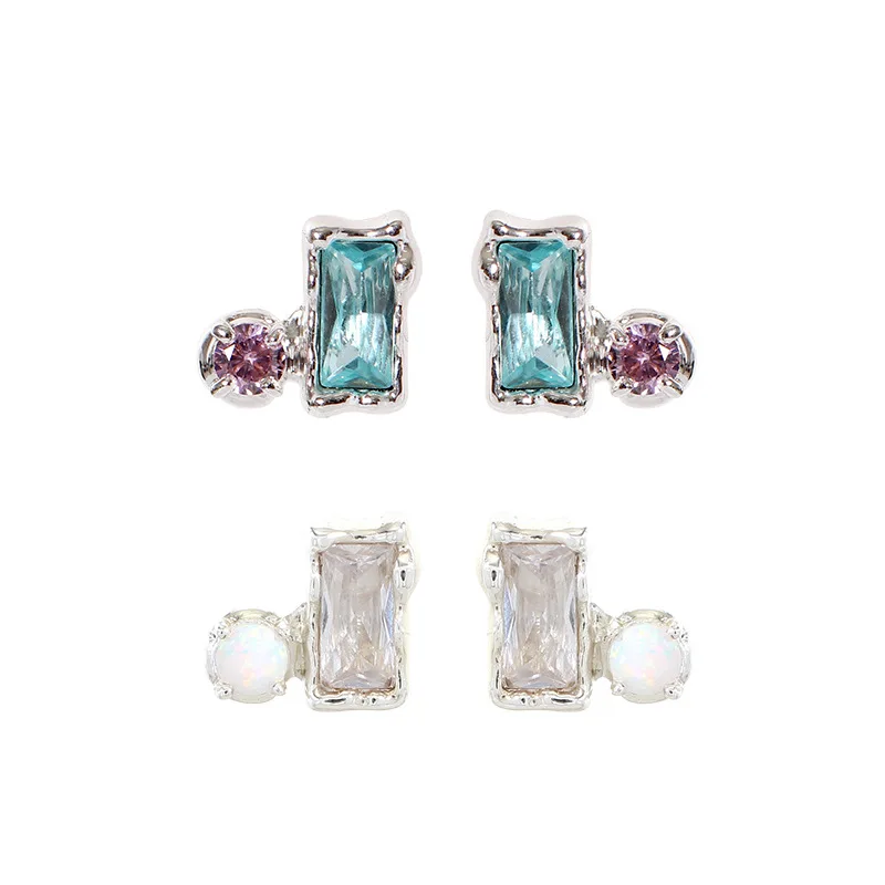 

Original Mini Cute Gem Earrings Geometric Color Zircon Simple Stud Earrings Alien