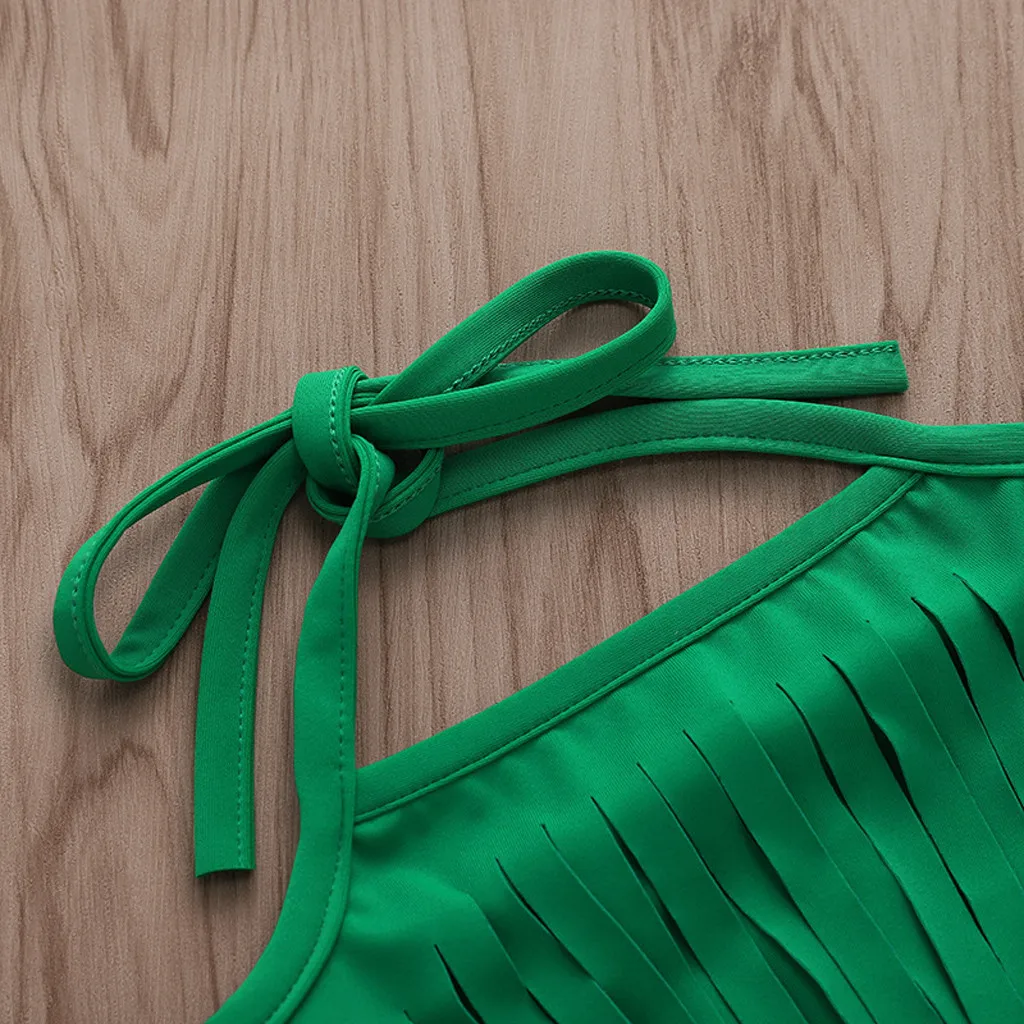 

Kids Pineapple Print Swimsuit Tassel Headband Baby Girls Print Fruit Bikini Tassel Beach Swimsuit Bathing Swimwear Sets