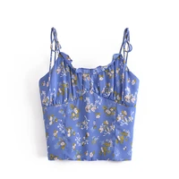 2021 summer short shoulder for women bow print sling vest girl cute tank top crop top