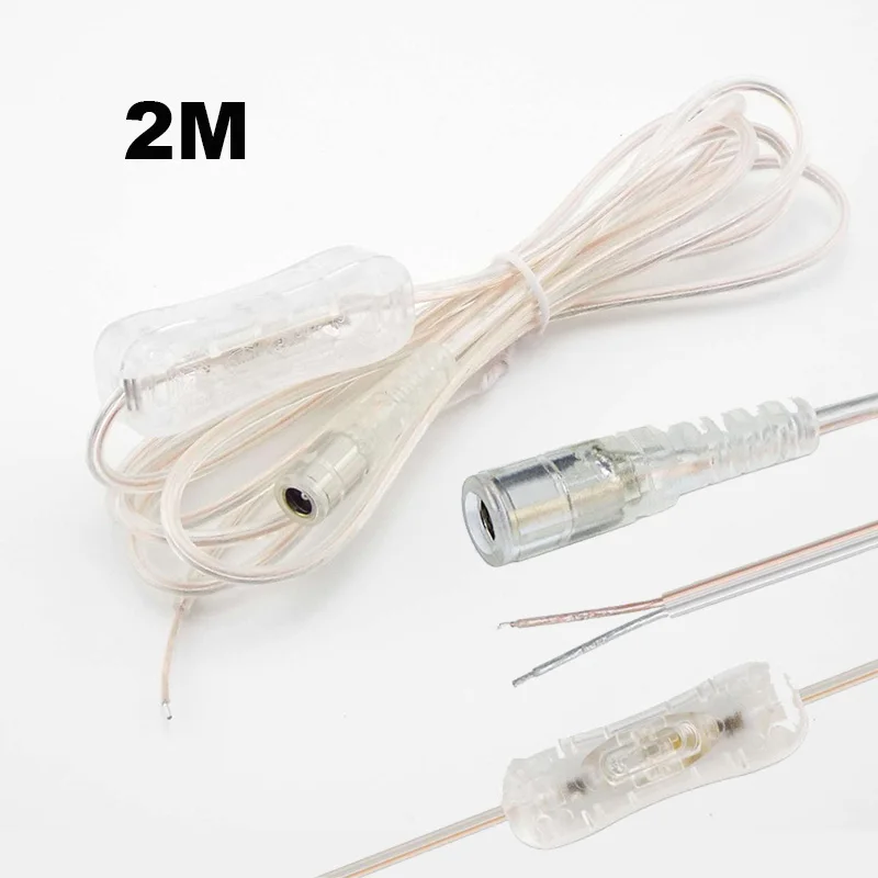 

2M Line DC 12V Cable Male to Female Power Cord for 304 LED Lamp Strip Light Switch On Off Button 5.5x2.1mm Connector