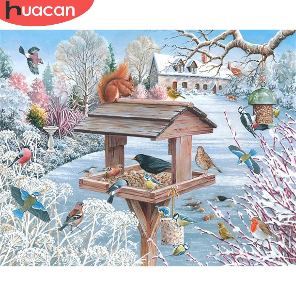 

HUACAN Picture By Numbers Bird Animal HandPainted Wall Art Gift DIY Painting By Number Winter Children's Room Decor