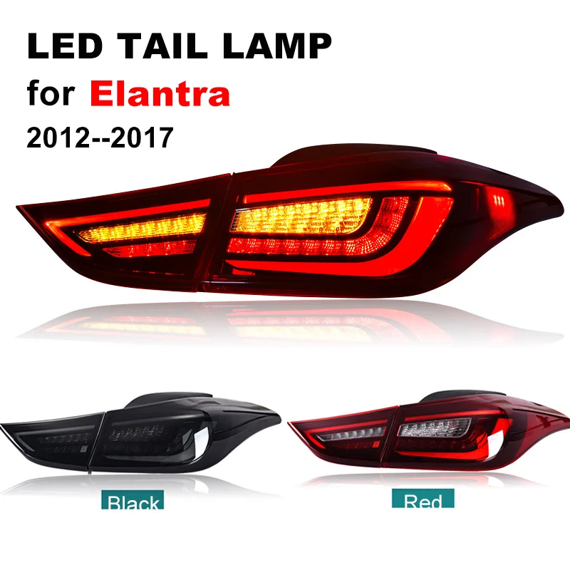 

Светодиодный задний фонарь для Hyundai Elantra, красный дымчатый черный светодиодный задний фонарь поворотного сигнала и стоп-сигнала для Hyundai ...
