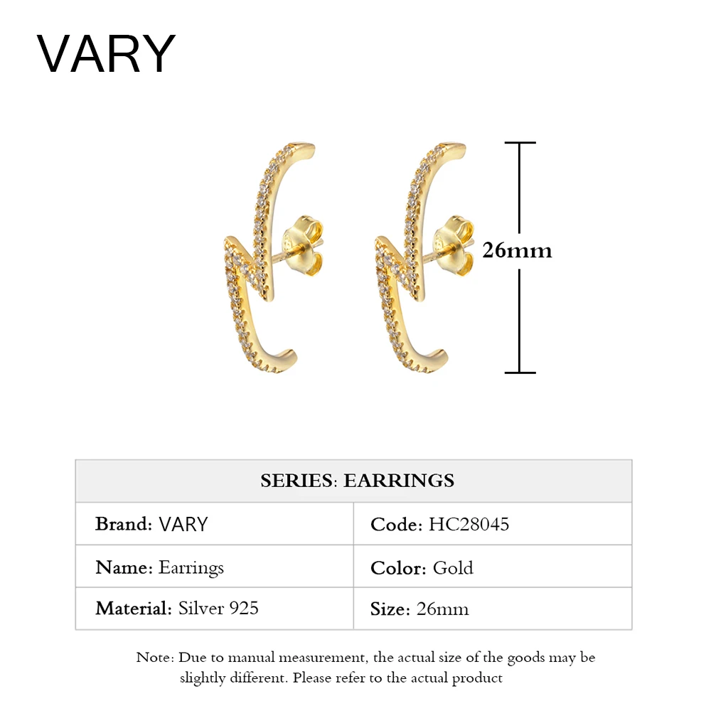 

VARY 925 Silver Women's Jewelry Lightning Luxury Earrings 2020 Trendy