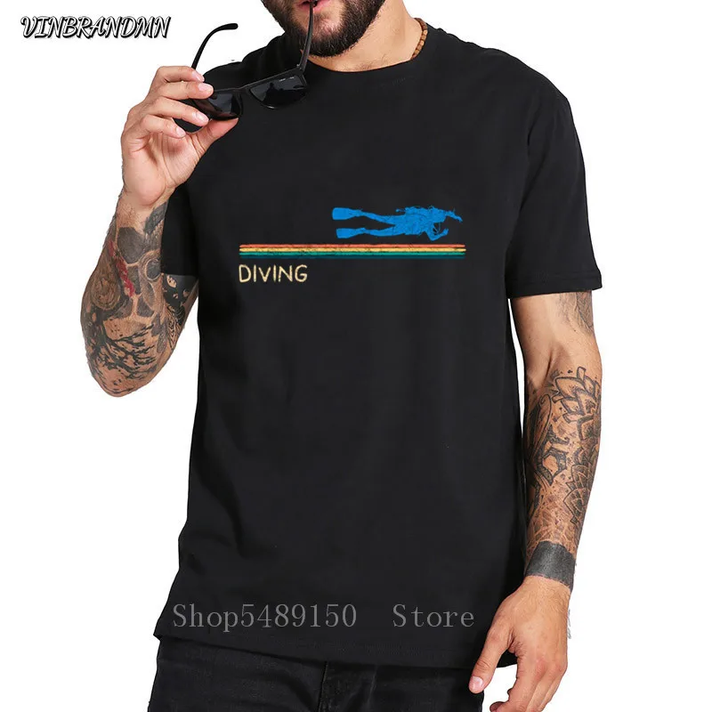Популярная крутая футболка из органического хлопка для дайвинга с аквалангом |