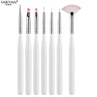 Белая кисть для рисования и дизайна, 7 шт., ручка для лака, Гель-лак, УФ-инструменты, набор для маникюра для дизайна ногтей, оптовая продажа, профессиональный