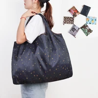 folding shopping bag eco friendly reusable portable shoulder handbag for travel grocery fashion pocket tote bags