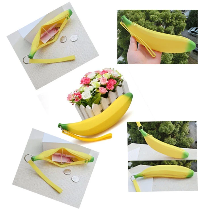 В форме банана силиконовый Портативный сумка Kawaii Миньоны для монет карандашей