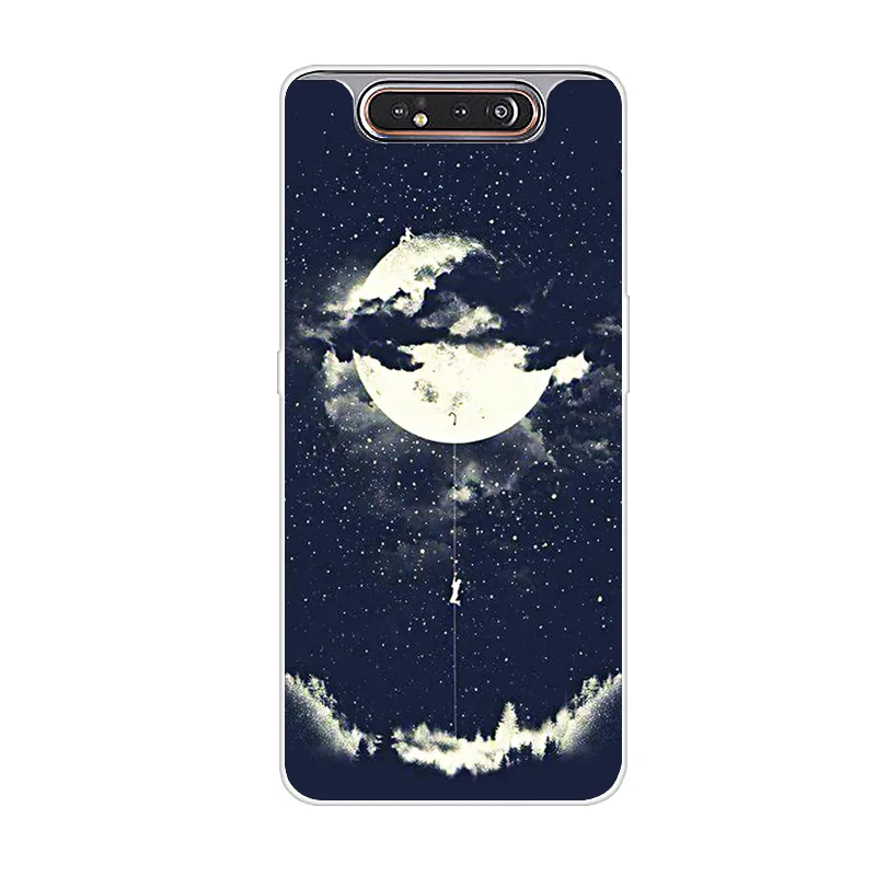 Розовый Чехол для телефона для samsung Galaxy A80, силиконовый чехол с цветком, мягкий ТПУ чехол для samsung A80 A 80, чехол, Модный чехол - Цвет: Розовый