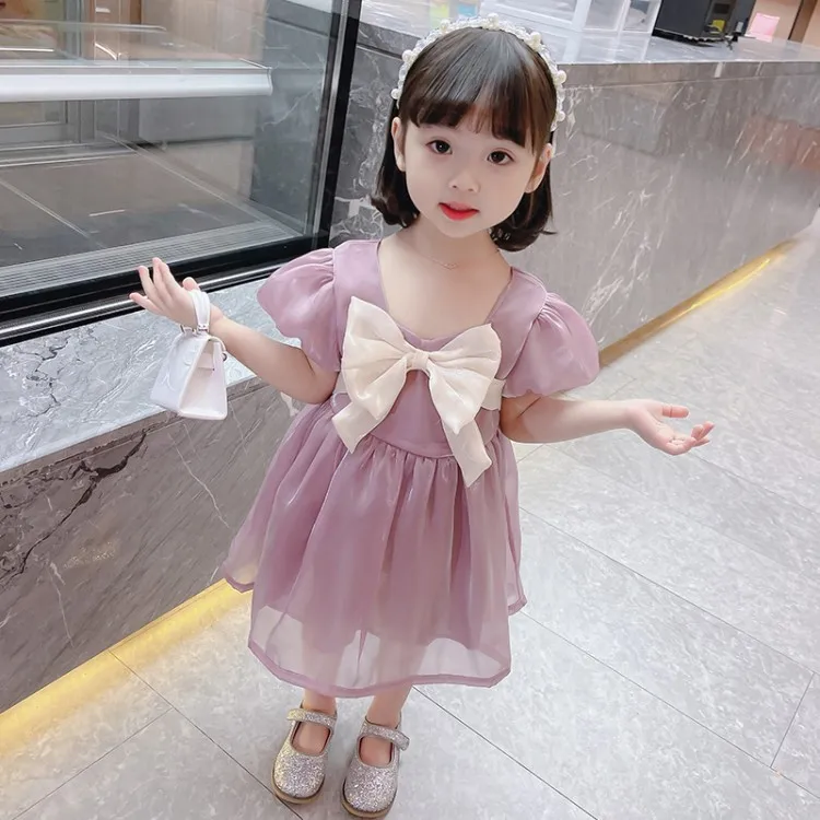 

Children's Clothing Girls Dresses Baby Girls Clothes Kids Summer Princess Online Influencer Bow Puff Sleeve Tide Lolita