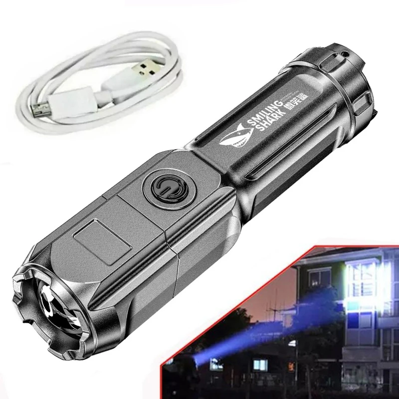 Portable Flashlight Strong Light High-power Rechargeable Zoom Highlight Tactical Flashlight Outdoor Lighting LED Flashlight