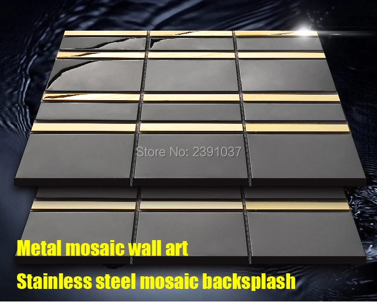

Nordic style Gold metal mosaic tile backsplash Metal Art Wall Sticker 3D stainless steel Mosaic Tile for TV background wall tile