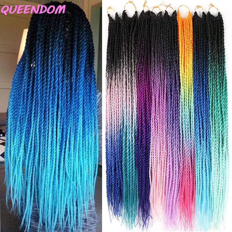 

Сенегальские крученые волосы Омбре, вязаные крючком косы для женщин, 24 дюйма, 20 корней/упаковка, афро красочные синтетические косички для на...