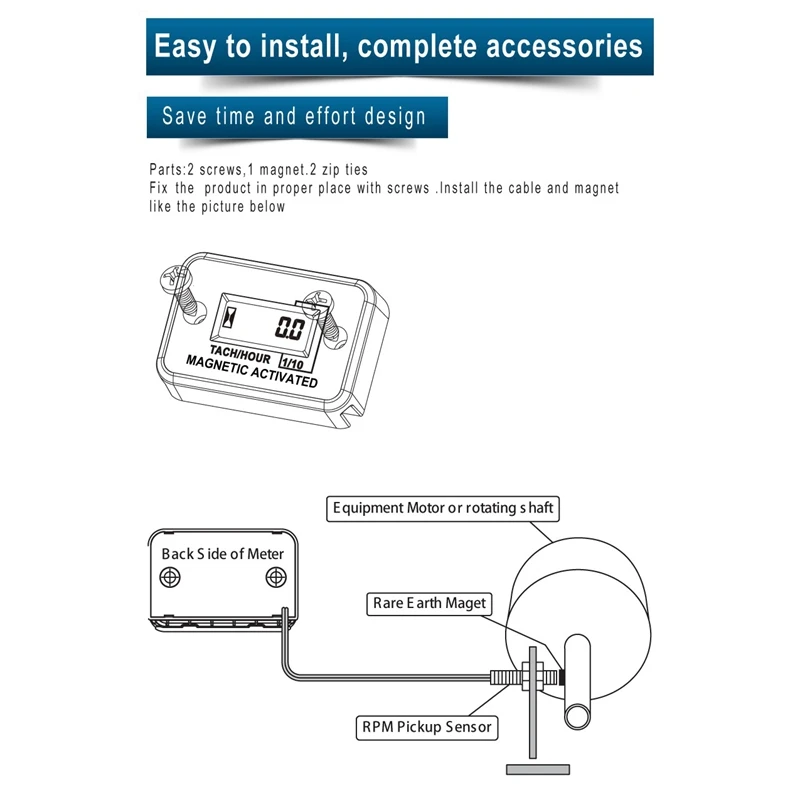 Цифровой тахометр для бензинового и сырого двигателя счетчик часов
