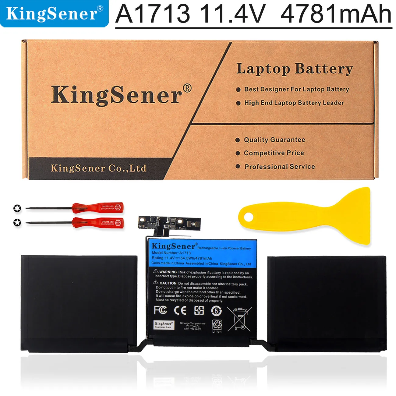 KingSener A1713 Laptop Battery for Apple MacBook Pro 13 A1708 2016 2017 EMC 2978 3164 020-00946 MLL42LL Batteria AKKU 4781mAh a1713 laptop battery for apple macbook pro 13 a1708 2016 2017 emc 2978 3164 020 00946 mll42ll battery 11 4v 54 5wh 4781mah