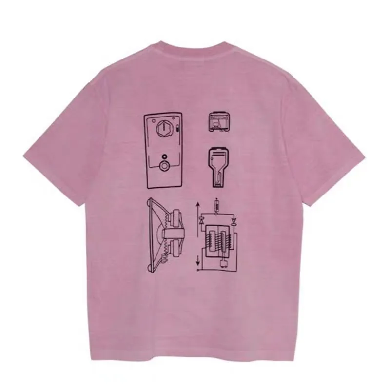 

CAV empt C.E 20ss pink batik wash flocking short sleeve T-shirt