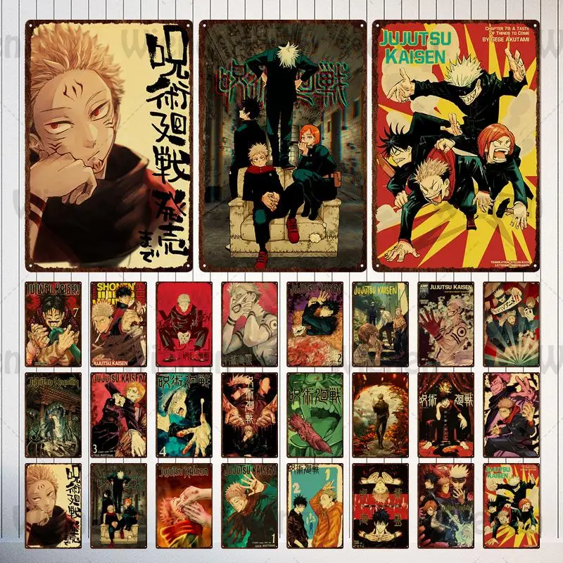 

Vintage Japanese Anime Metal Tin Sign Jujutsu Kaisen Decorative Plate Metal Plaque Wall Decor for Bar Pub Cafe Club Home Decor