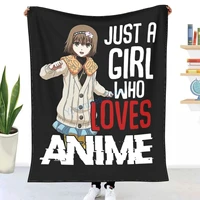 just a girl who loves anime hinami waifu vaporwave art fueguchi throw blanket winter flannel bedspreads bed sheets blankets