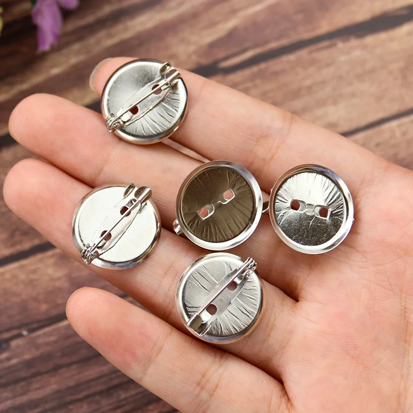 

Круглая металлическая серебряная брошь, базовые заготовки булавки, 50 шт., 20 мм