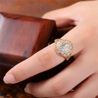 fashion new lady ring luxury copper set zircon exaggerated hemispherical ring