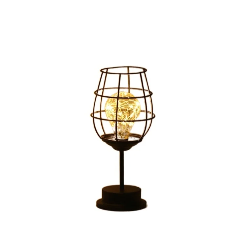 

2021NEW Retro Iron Winebottle Shape Led Table Lamp Art Minimalist Copper Wire Night Light Ornament Classical Home Decor Desk
