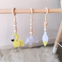 nordic felt flamingo cloud feather hanging pendant with wooden beads ornaments baby rattle stroller play gym toys nursery decor