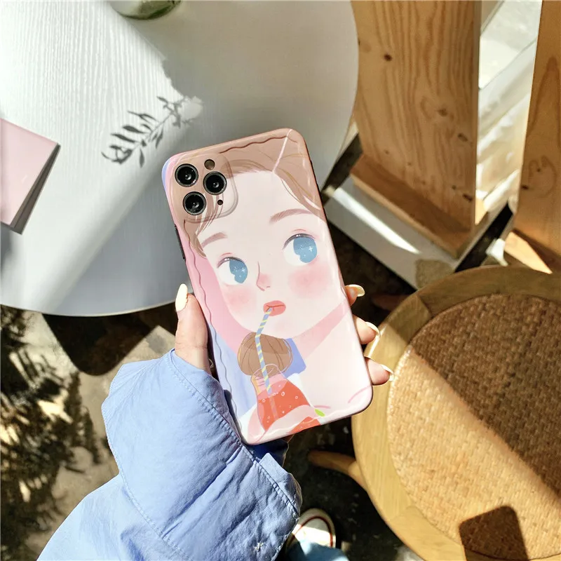 Противоударный чехол для телефона с милой мультяшной девушкой iPhone 11 Pro Max 7 8 Plus SE