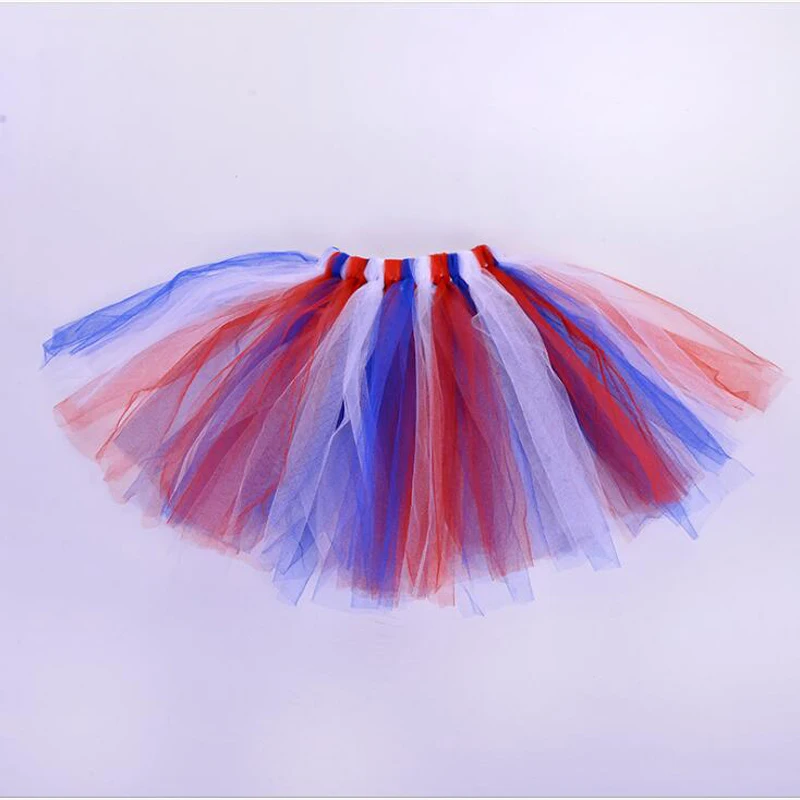 4 июля детская юбка пачка ярко синяя красная белая для девочек балетная Тюлевая