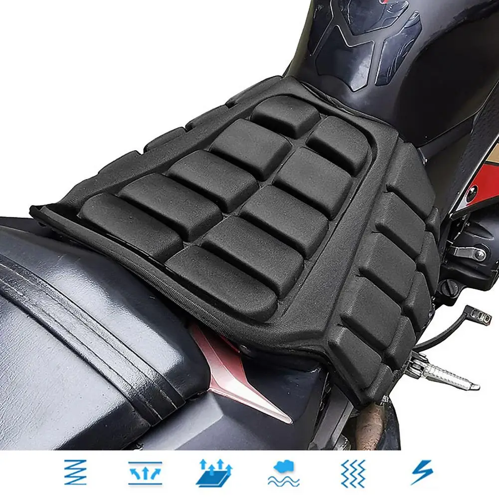 

Universal Air Motorcycle Seat Cushion 3D Mesh Ride Seat Pad Reduce Pressure Shock Absorption