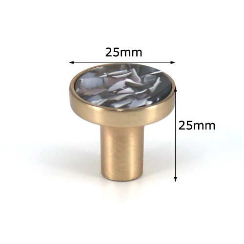 Round 25mm 1х круглые квадратные латунные ручки для кухонного шкафа, комод, шкаф, ручки для выдвижных ящиков, мебельные ручки Фурнитура, тянет одно отверстие - Цвет: Round 25mm