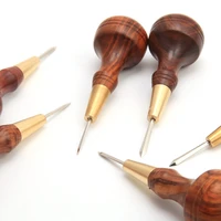 stitching awl with diamond shape blade cutter cutting leather cut with good wooden handle professional leather craft diy awl