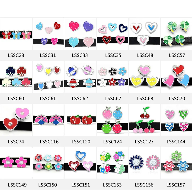 8 мм микс Стиль Сердце слайд амулеты 10 шт./лот подходят DIY браслет и LSSC28 157|slide