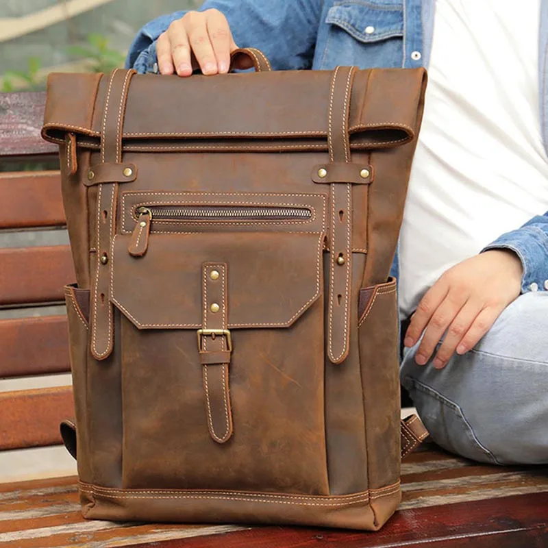 Luufan рюкзак из натуральной кожи для мужчин 15 6-дюймовый ноутбука школьная сумка