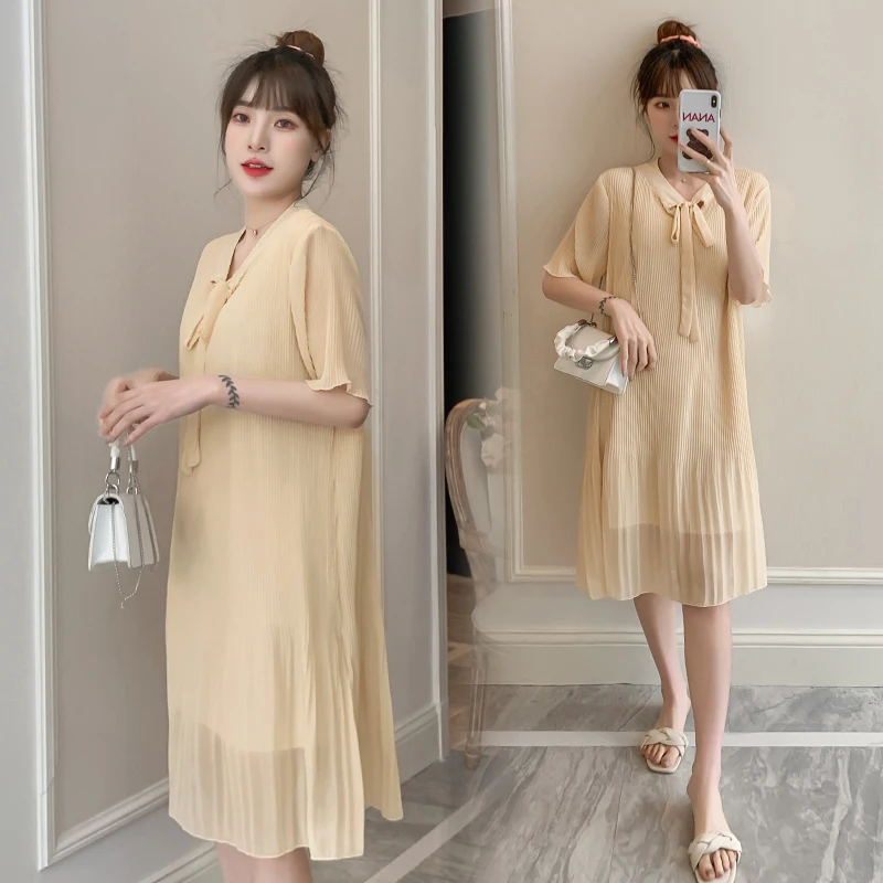 Летнее Модное шифоновое платье для беременных женщин 2022 с коротким рукавом и