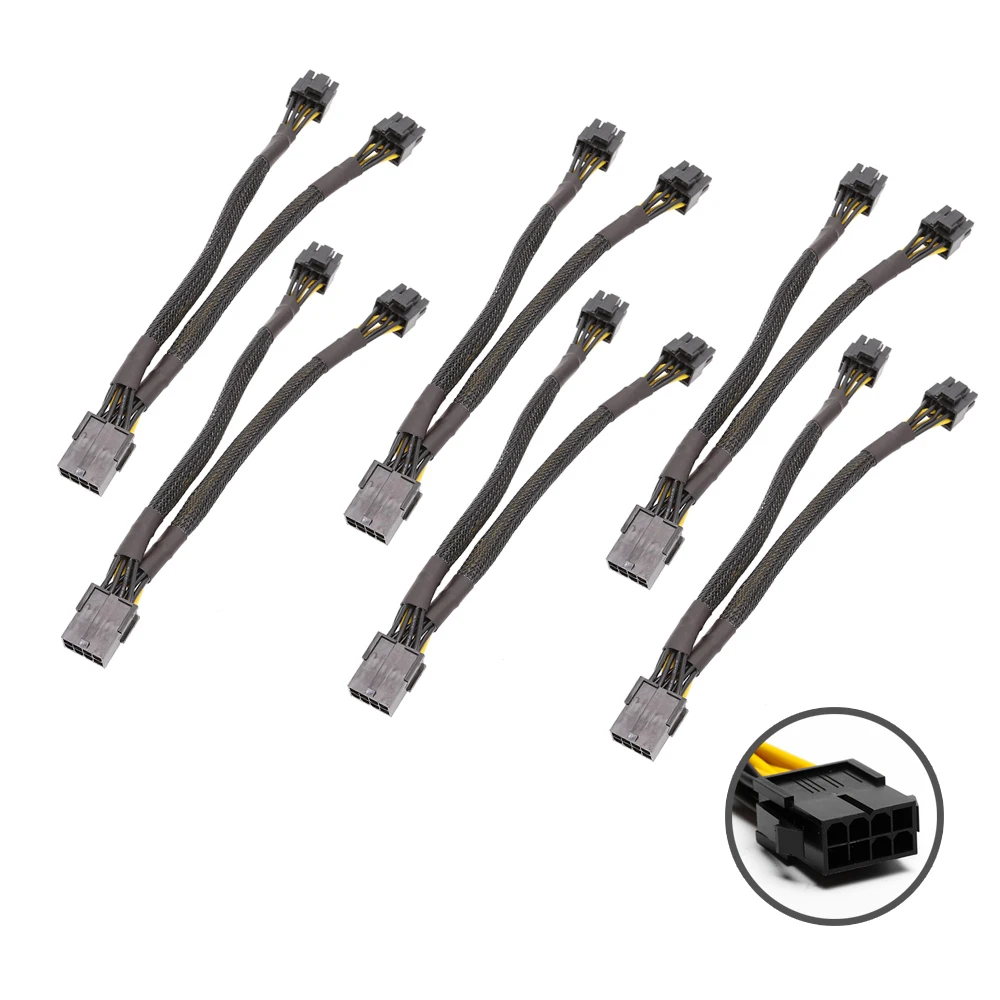 

6pcs 20cm Motherboard Graphics Card PCI-E GPU Power Data Cable Splitter 8 pin PCI Express to Dual PCIE 8 (6+2) pin Power Cable