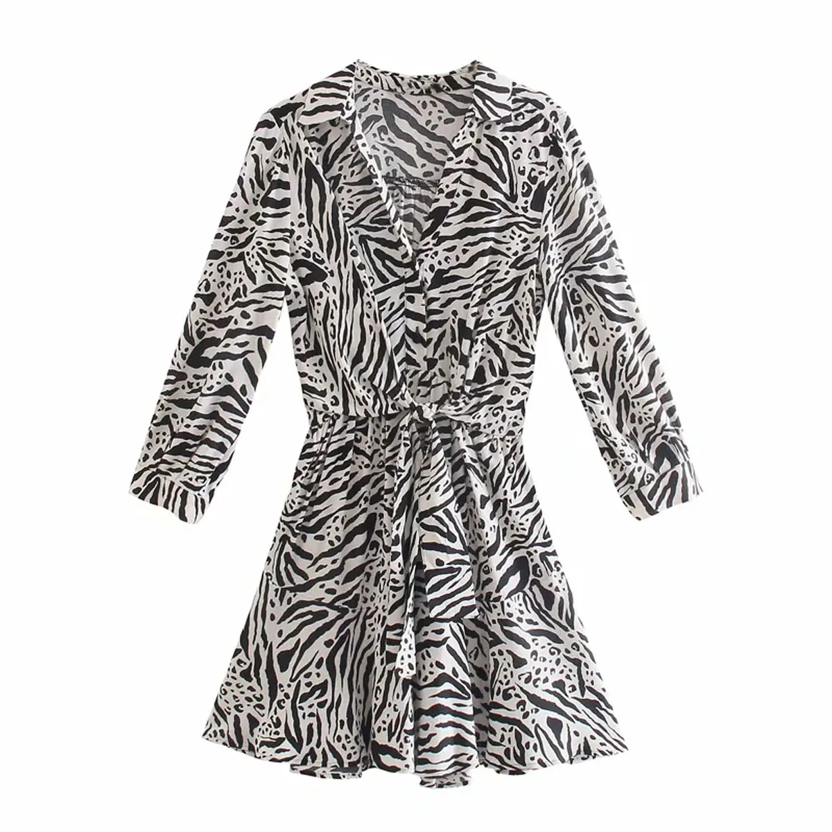 

Vintage V Neck Long Sleeve Mini Animal Print Dresses DLQZ553