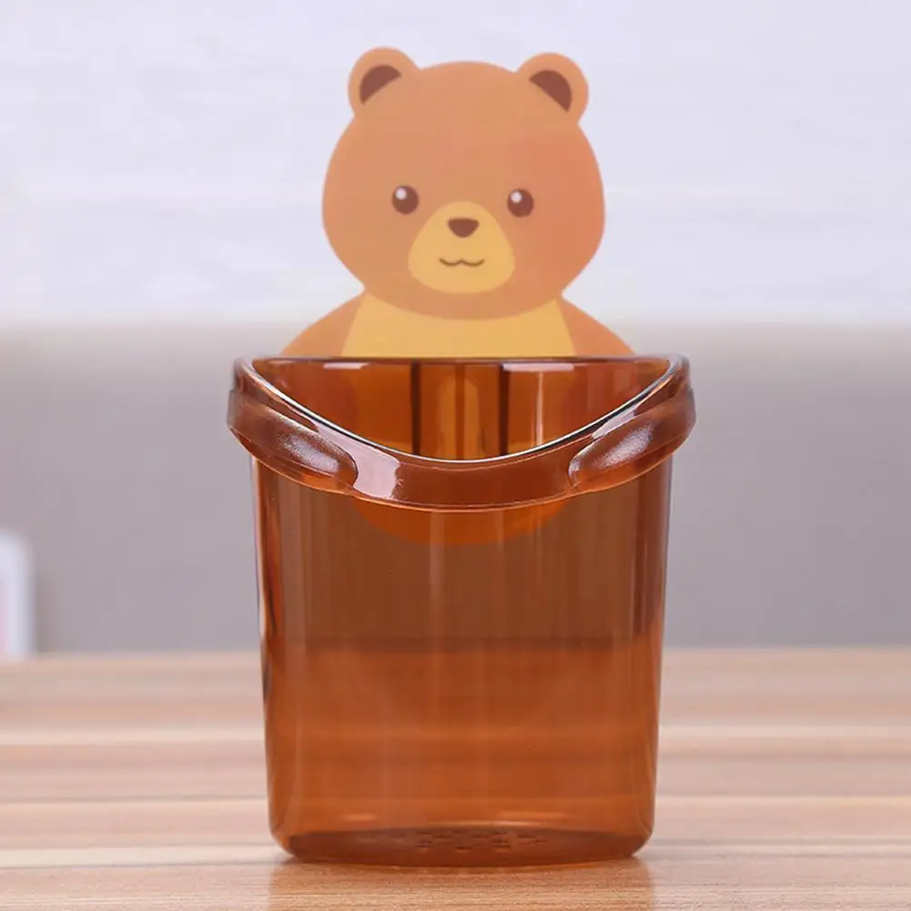 

Toilet Storage Toothbrush Toothpaste Holder Bathroom Wall Wash Container Organizer Cartoon Cup Suction Q5B7