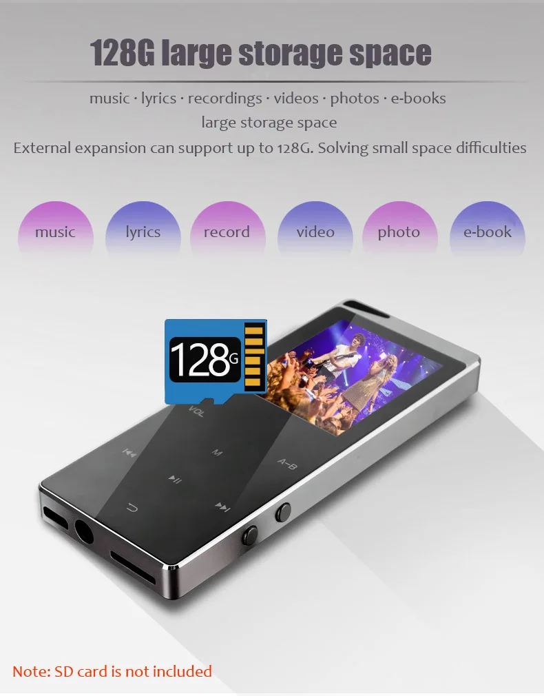 

Новинка 2021, Hi-Fi музыкальный MP4-плеер без потерь с Bluetooth, HD-экраном, 2-дюймовый Built-in динамик, музыкальные mp4-плееры 16 ГБ, SD-карта до 64 ГБ
