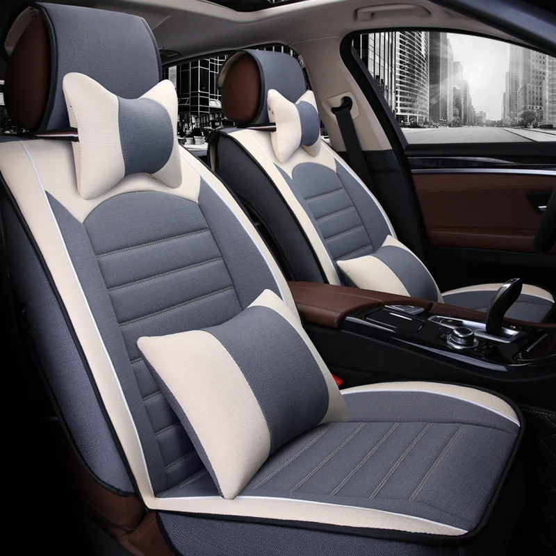 Full Coverage flax fiber car seat cover auto seats covers for Jaguar2008 xe f type xf jaguar2008 xj series e pace fpace ipace | Автомобили