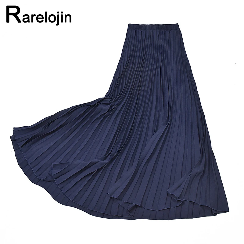 Женская плиссированная юбка однотонная длинная с высокой талией модель большого