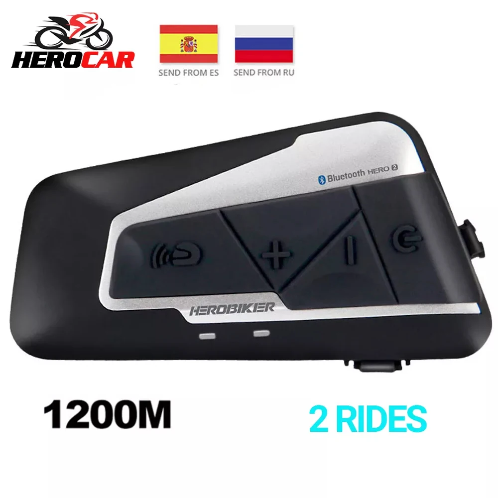 

Переговорное устройство HEROBIKER для мотоциклетного шлема, водонепроницаемое переговорное устройство, мотоциклетная гарнитура 1200 м, беспрово...