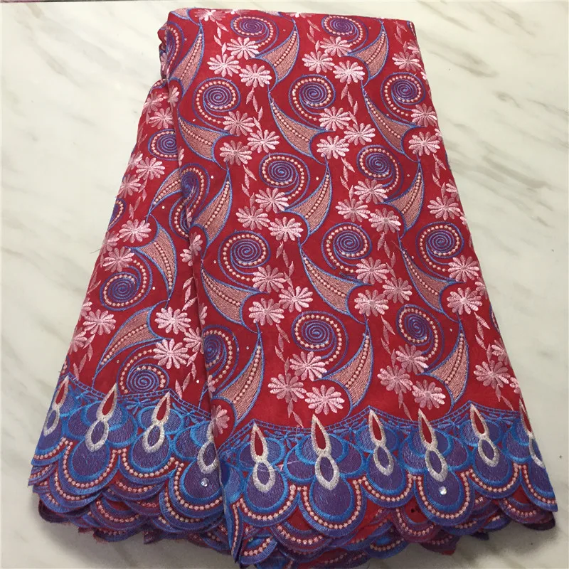 

hot sales 2020 latest lace High quality African 100%cotton swiss voice lace with stones fabric for Party long Dresses