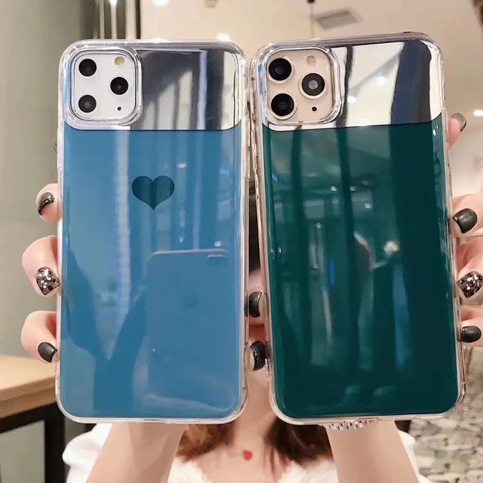Цветной мраморный зеркальный чехол для телефона iPhone 11 Pro XS MAX блестящий с кольцом