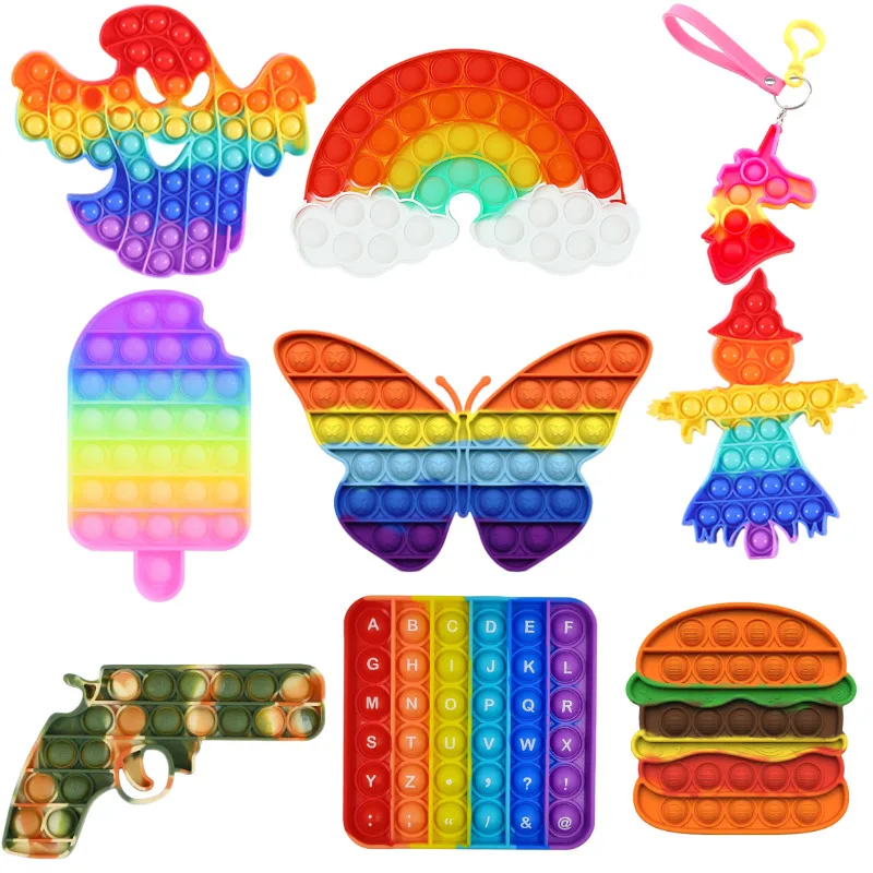 

Rainbow Bubble Pops Fidget Kids Toy Sensory Autisim Special Need Its Anti-stress Stress Relief Squishy Fidget Toy Random Color