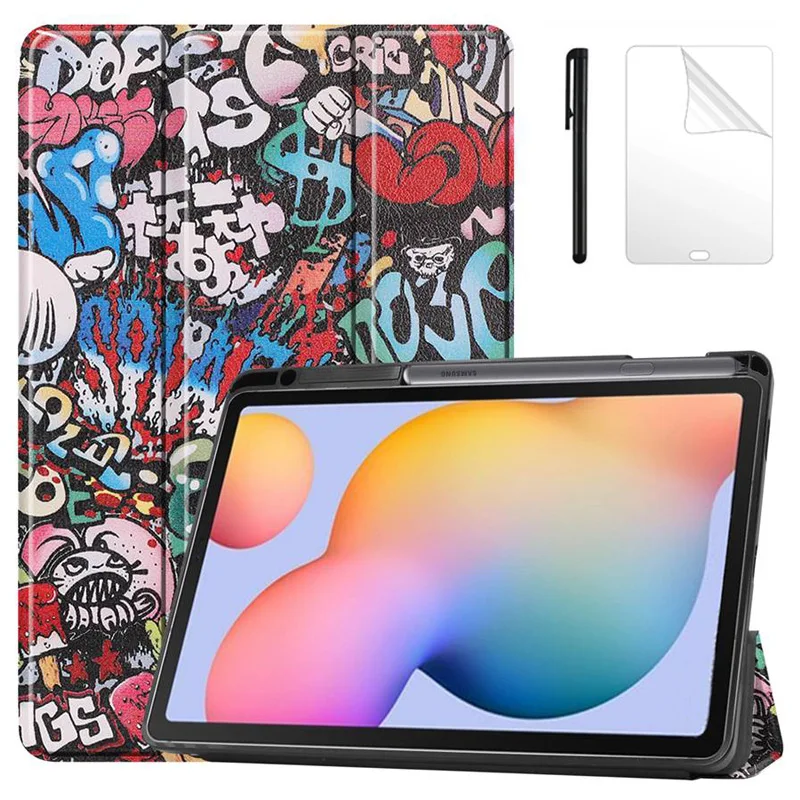 

Для Samsung Galaxy Tab S6 Lite 10,4 женский чехол из искусственной кожи тройного сложения чехол-подставка противоударный чехол для планшета + PenFilm