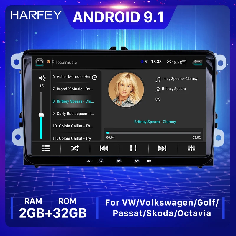 Harfey 2 ГБ + 32 Универсальный Android 9 1 GPS Автомобильный мультимедийный плеер Авто радио