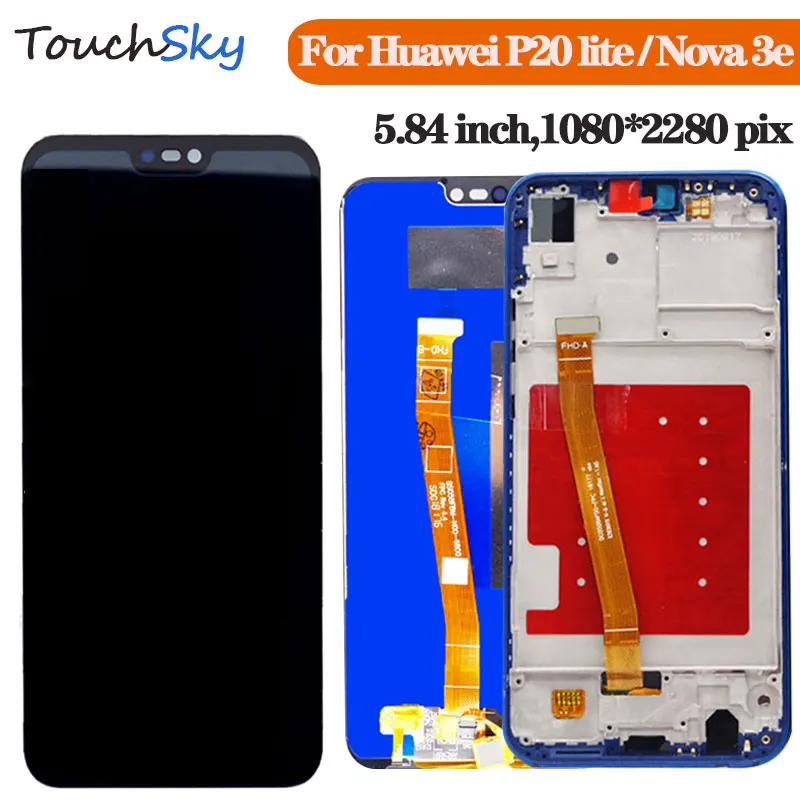 ЖК дисплей с рамкой для HUAWEI P20 Lite сенсорный экран Huawei Nova 3e ANE LX1 LX3 экран|Экраны