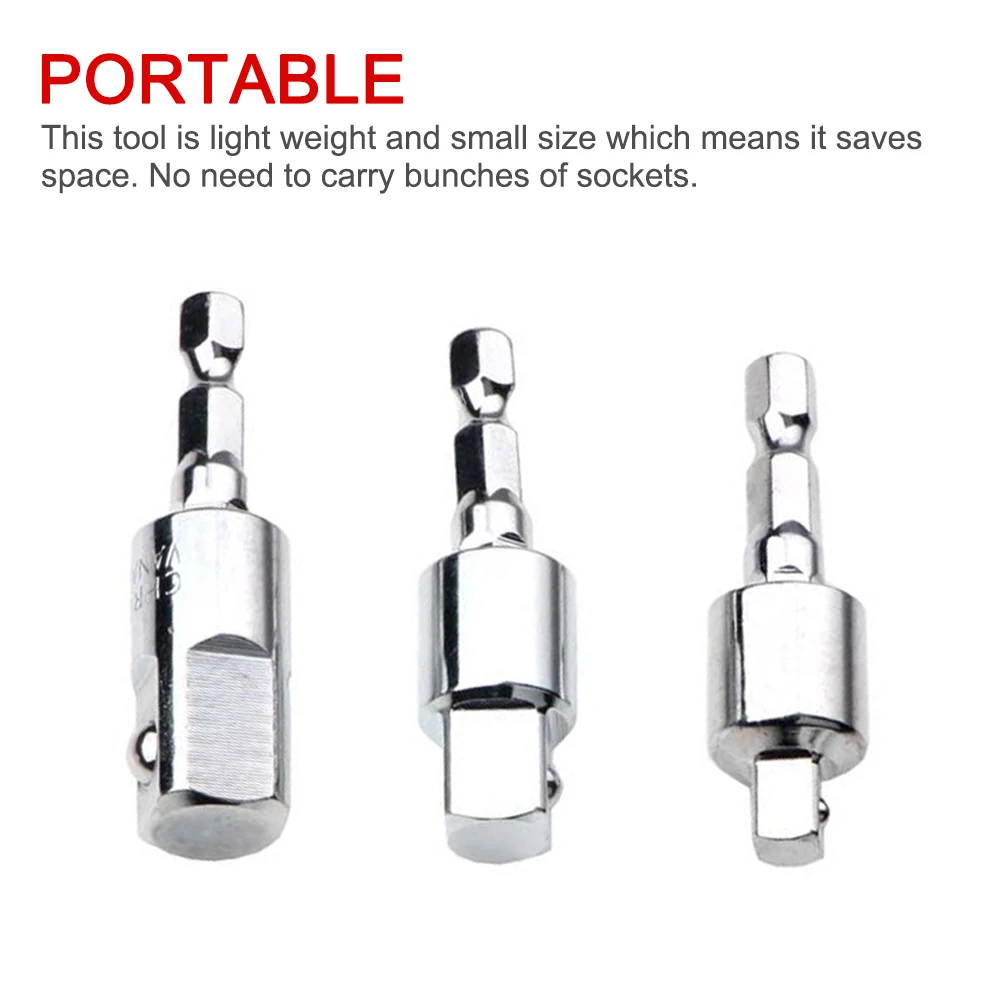 

3pcs/set Hex Shank Sleeve Accessory Connection Converter 360 Rotatable Bar Rod Tools Impact Driver Power Drill Sockets Adapter