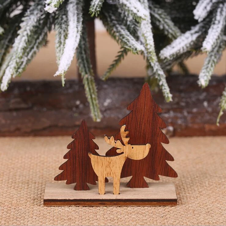 Tree deer 1 шт. Деревянные Подвески в форме рождественской елки DIY Санта-Клаус/Снеговик, Рождественская елка, олень, украшения для рождественской вечеринки, детский подарок - Цвет: Tree deer